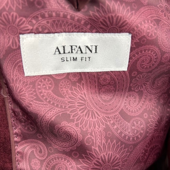 Alfani Red Wine Velvet Slim Fit 2-Button Blazer, Mens 38S - Picture 13 of 15